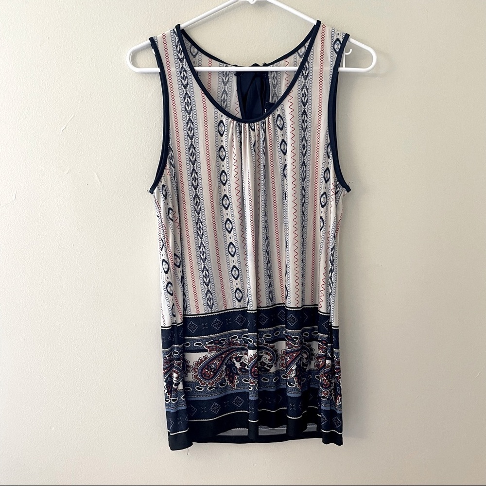 Corvia women’s striped colorful sheath top sleeveless summer shirt blue‎ and red